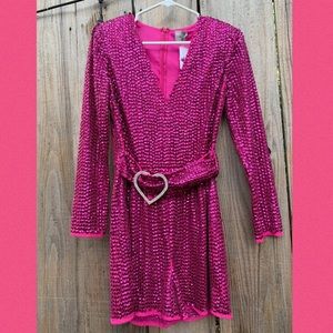 ASOS Pink Sequined Romper with Heart Belt